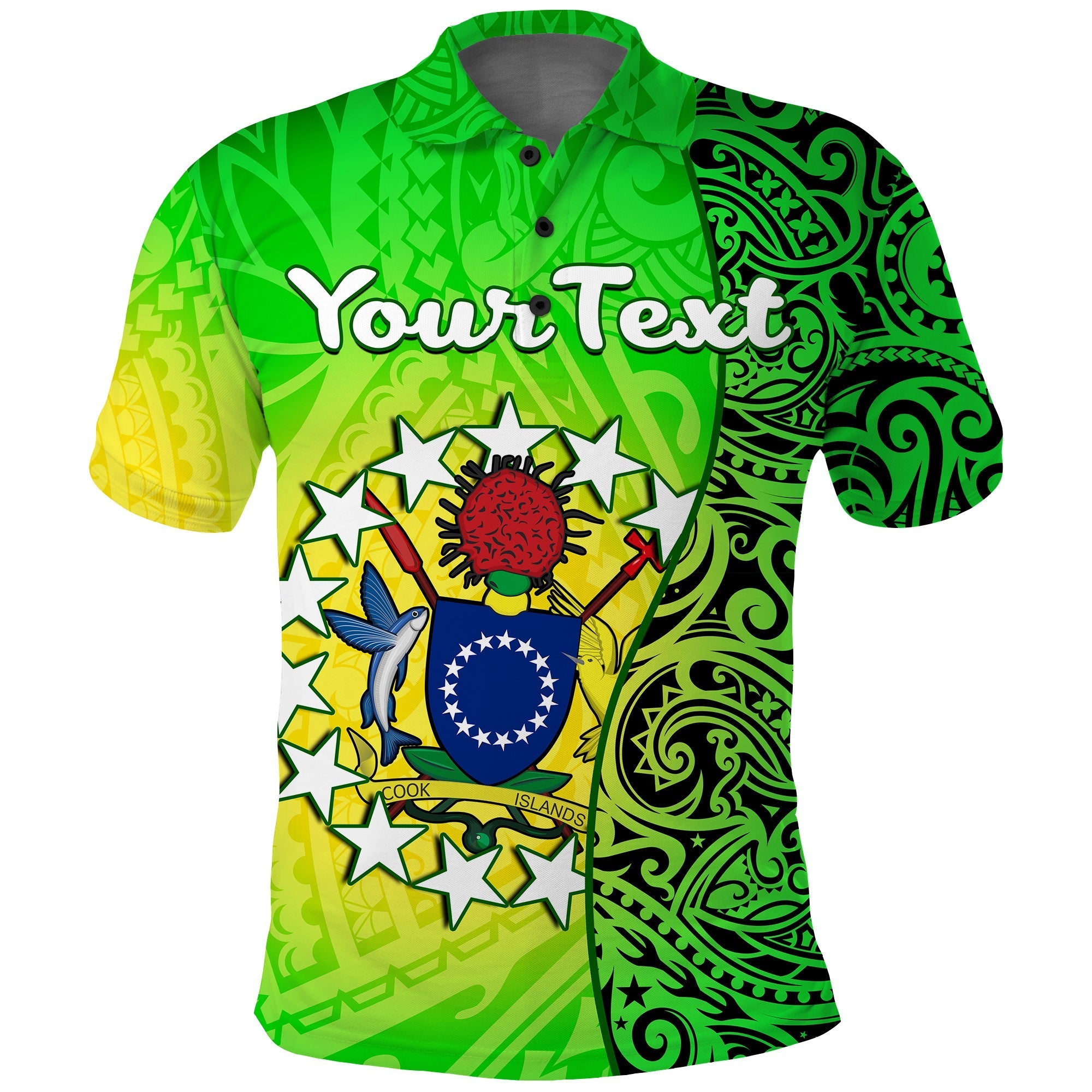 Custom Cook Islands Polo Shirt Coat Of Arms Turtle Polynesian - Wonder Print Shop