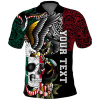 Custom Mexico Polo Shirt Mexican Skull Eagle With Angry Snake - Wonder Print Shop