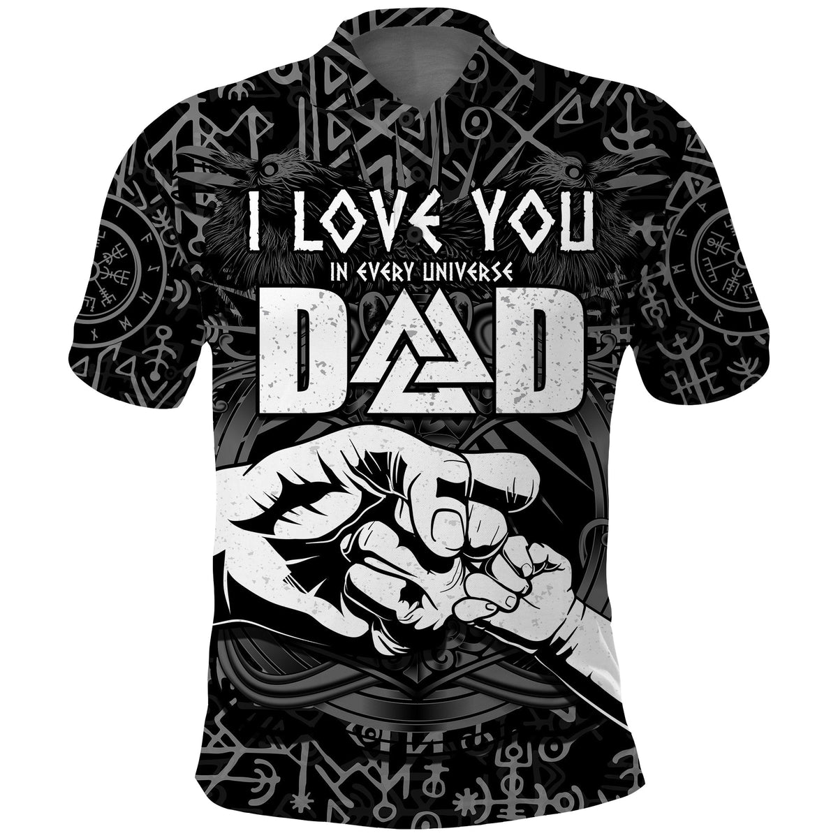 Custom Viking Dad Polo Shirt Happy Fathers Day Style Runes and Mjolnir LT13 - Wonder Print Shop
