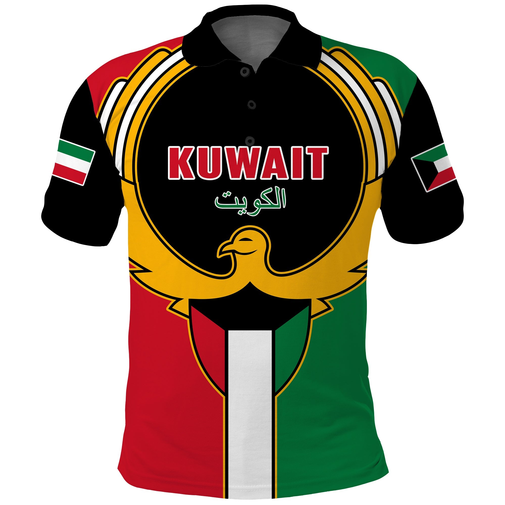 Kuwait Polo Shirt Happy Independence Day With Coat Of Arms - Wonder Print Shop