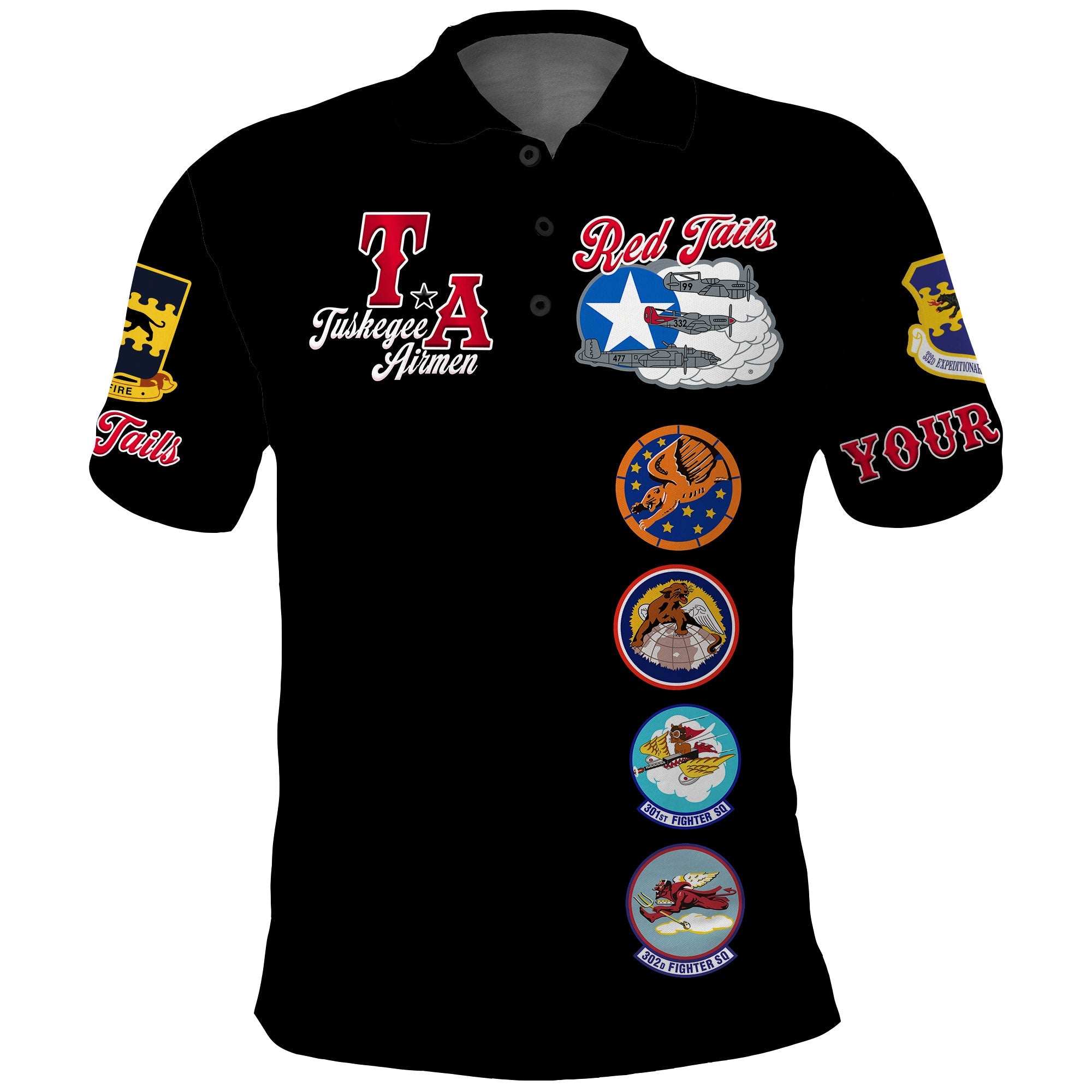 Custom Tuskegee Airmen Polo Shirt Red Tail Angels American Heros - Wonder Print Shop