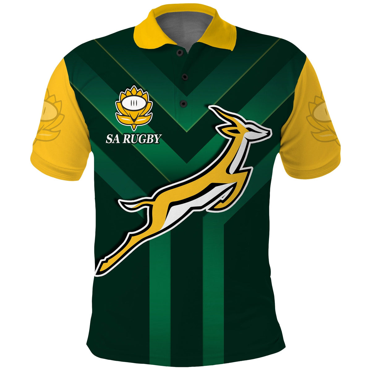 (Custom Text and Number) South Africa Rugby Polo Shirt Springboks King Protea Go Bokke LT13 - Wonder Print Shop