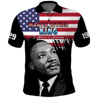 Custom United States Polo Shirt United States Happy MLK Day Flag Grunge Style - Wonder Print Shop