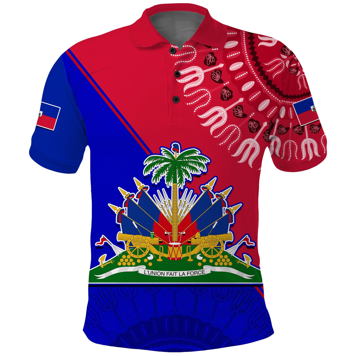 Custom Haiti Polo Shirt Haiti Flag Dashiki Simple Style - Wonder Print Shop