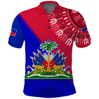 Custom Haiti Polo Shirt Haiti Flag Dashiki Simple Style - Wonder Print Shop