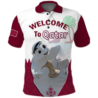 Custom Qatar Polo Shirt Laeeb Mascot Football 2022 Welcome To Qatari - Wonder Print Shop