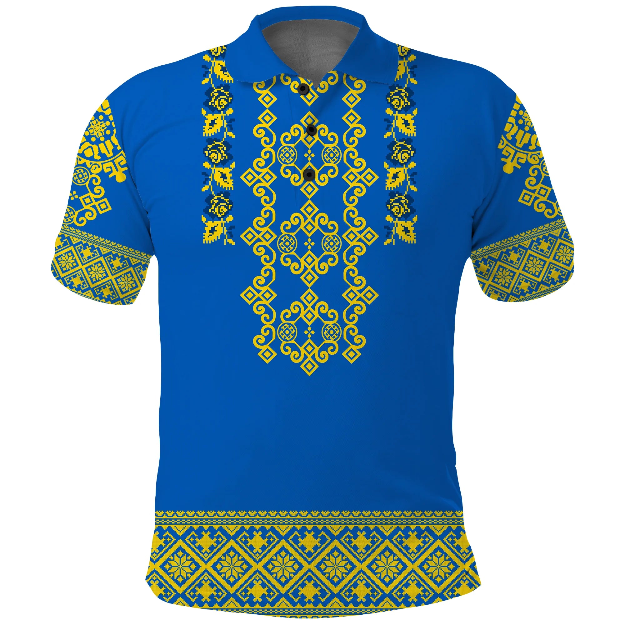 Custom Ukraine Polo Shirt Yellow Ukrainian Folk - Wonder Print Shop