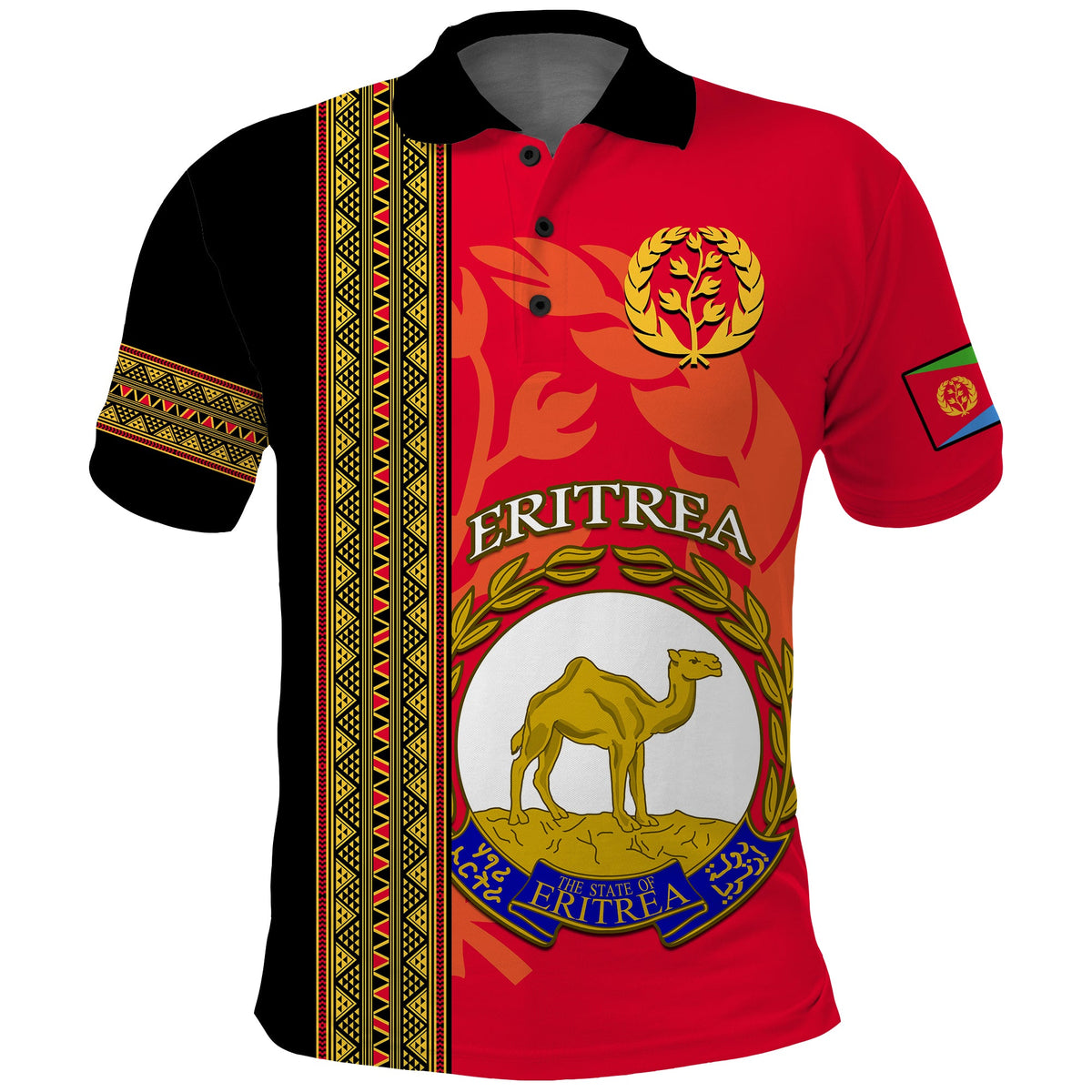 Custom Eritrea Polo Shirt African Pattern Happy Independence Day Version Black - Wonder Print Shop