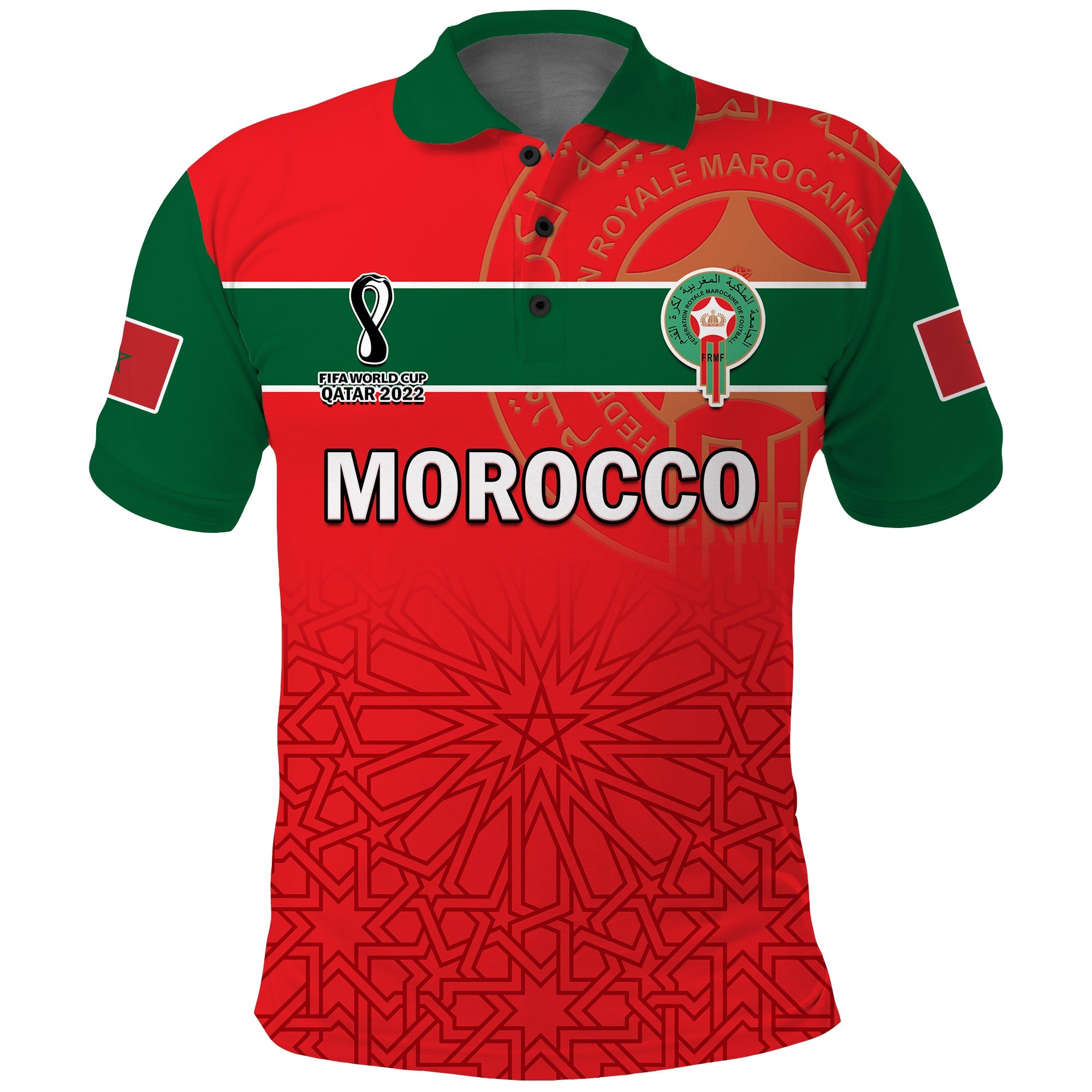 Morocco Football Polo Shirt Atlas Lions Red Football 2022 - Wonder Print Shop
