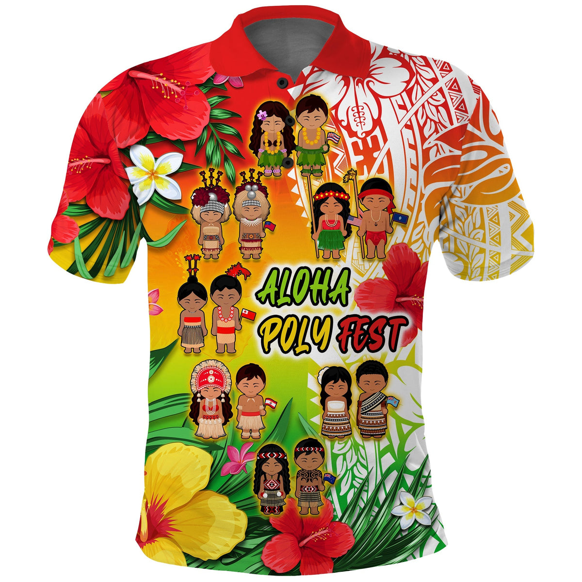 Custom Aloha Poly Fest Polo Shirt Polynesian Pattern With Tropical Flowers - Wonder Print Shop