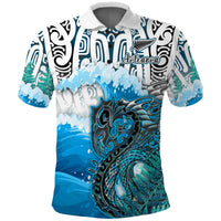 Custom Manaia Maori Polo Shirt Fern Aotearoa Blue Waves LT13 - Wonder Print Shop