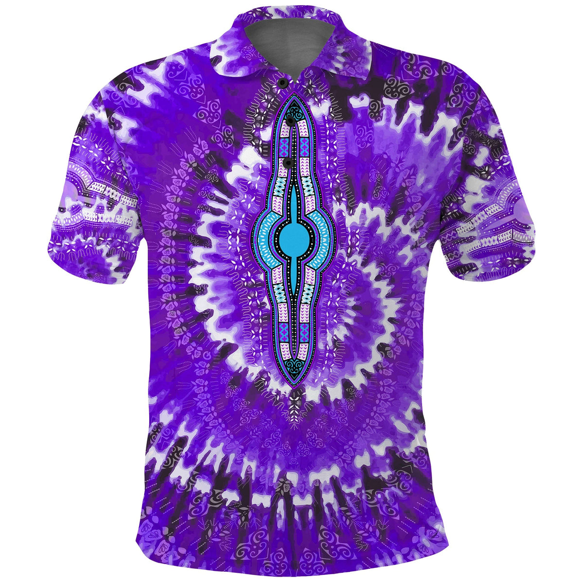 Custom African Polo Shirt Tie Dye Purple Fashion LT13 - Wonder Print Shop