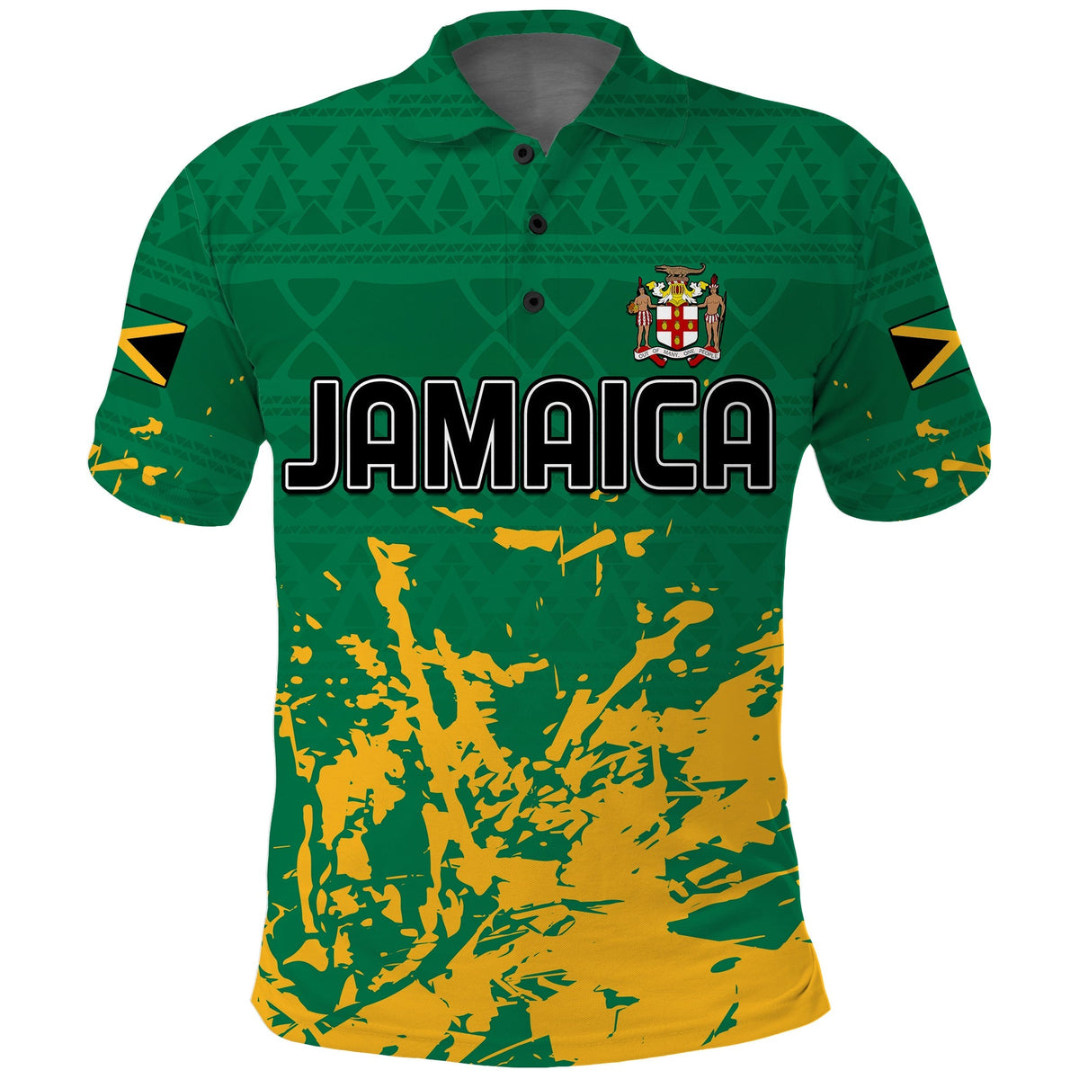 Jamaica Athletics Polo Shirt Jamaican Flag With African Pattern Sporty Style - Wonder Print Shop