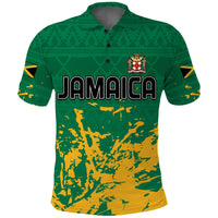 Jamaica Athletics Polo Shirt Jamaican Flag With African Pattern Sporty Style - Wonder Print Shop