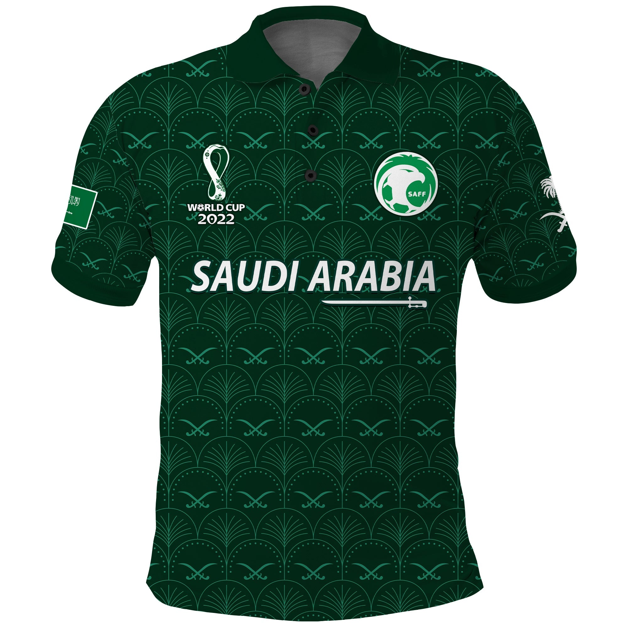 Saudi Arabia Football Polo Shirt Saudi Green Falcon Champions 2022 World Cup LT13 - Wonder Print Shop