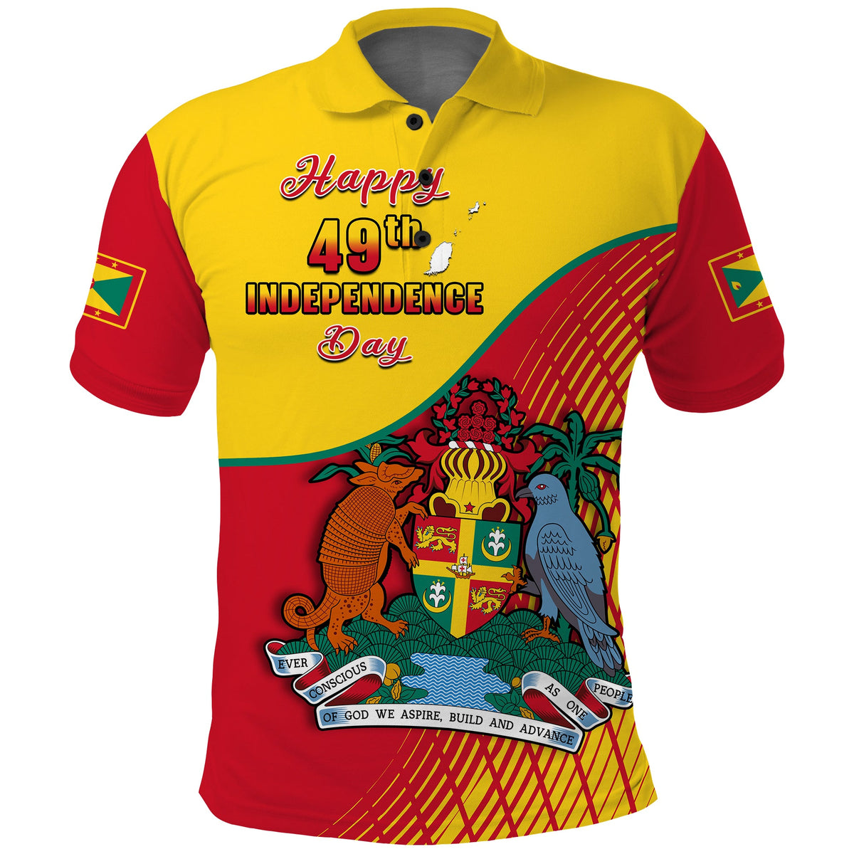 Grenada Polo Shirt Coat Of Arms Happy 49th Independence Day - Wonder Print Shop