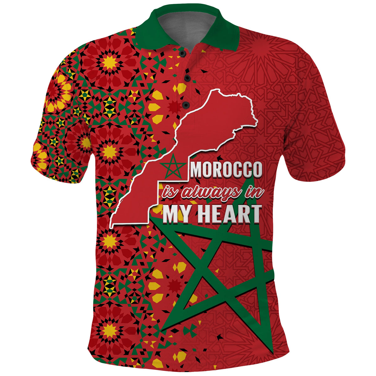 Western Sahara Morocco Polo Shirt Map Red Moroccan Is Always In My Heart - Wonder Print Shop