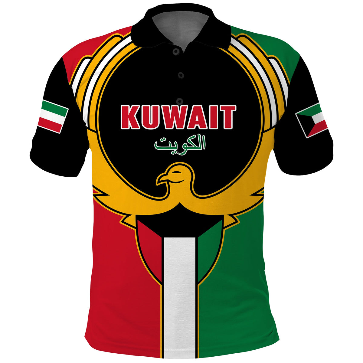 Custom Kuwait Polo Shirt Happy Independence Day With Coat Of Arms - Wonder Print Shop