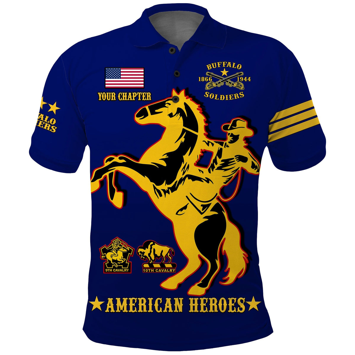 (Custom Text And Chapter) Buffalo Soldiers Polo Shirt BSMC United States Army Simple Style - Wonder Print Shop