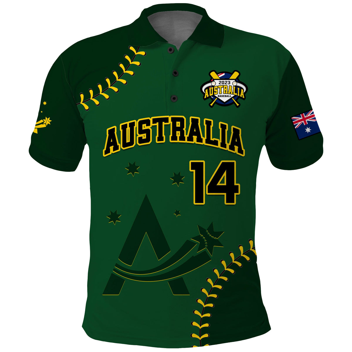 (Custom Text And Number) Australia Baseball Polo Shirt 2023 Go Aussie - Wonder Print Shop
