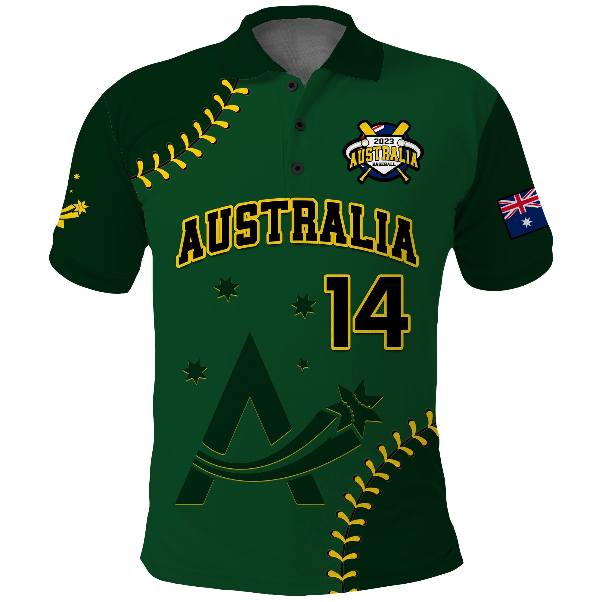 (Custom Text And Number) Australia Baseball Polo Shirt 2023 Go Aussie - Wonder Print Shop