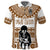 Custom Text And Number Fiji Rugby Polo Shirt Pacific The Bati Brown Fijian Tapa - Wonder Print Shop