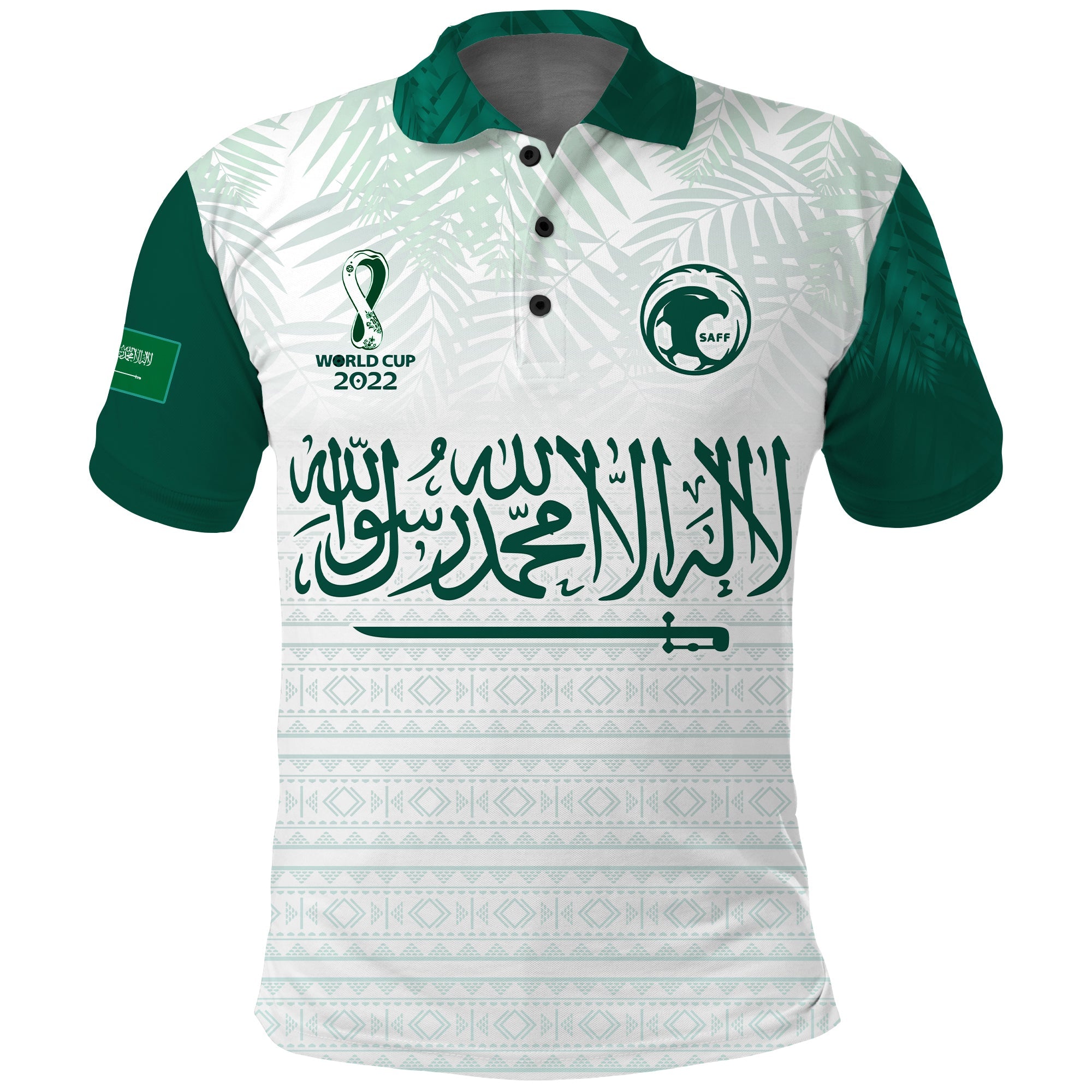 Saudi Arabia Football Polo Shirt KSA Proud Arabia Pattern White Special LT13 - Wonder Print Shop