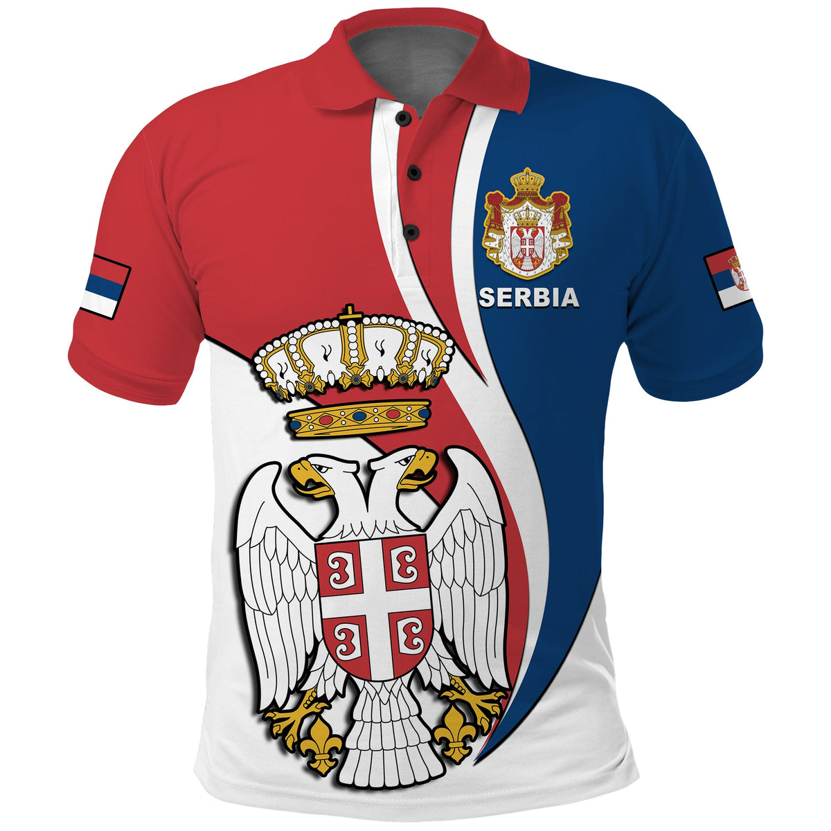Serbia Polo Shirt Happy Serbian Statehood Day With Coat Of Arms - Wonder Print Shop