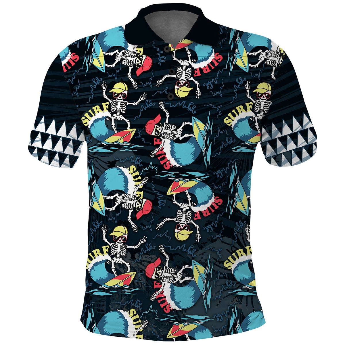 Custom Hawaii Skeleton Surf Polo Shirt Halloween Hawaiian Tribal LT13 - Wonder Print Shop