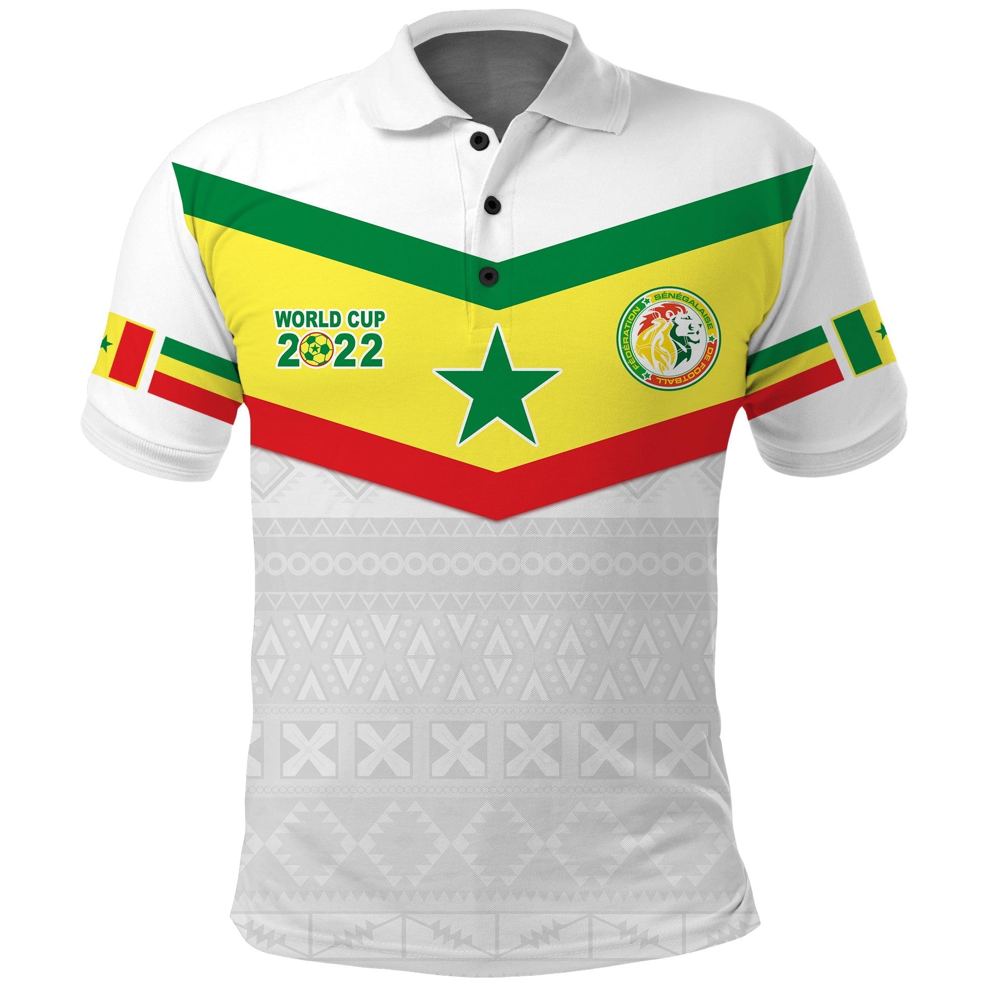 Custom Senegal Polo Shirt Football 2022 Champion Teranga Lions Mix African Pattern LT13 - Wonder Print Shop