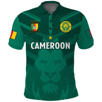 (Custom Text And Number) Cameroon Football Polo Shirt Les Lions Indomptables Green Football 2022 - Wonder Print Shop