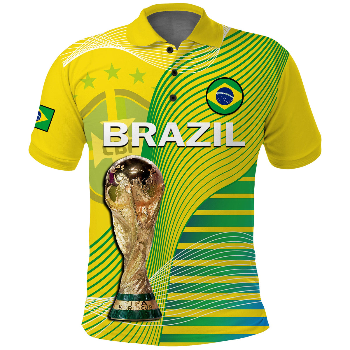 (Custom Text And Number) Brazil Football Polo Shirt Canarinha Champions WC 2022 - Wonder Print Shop