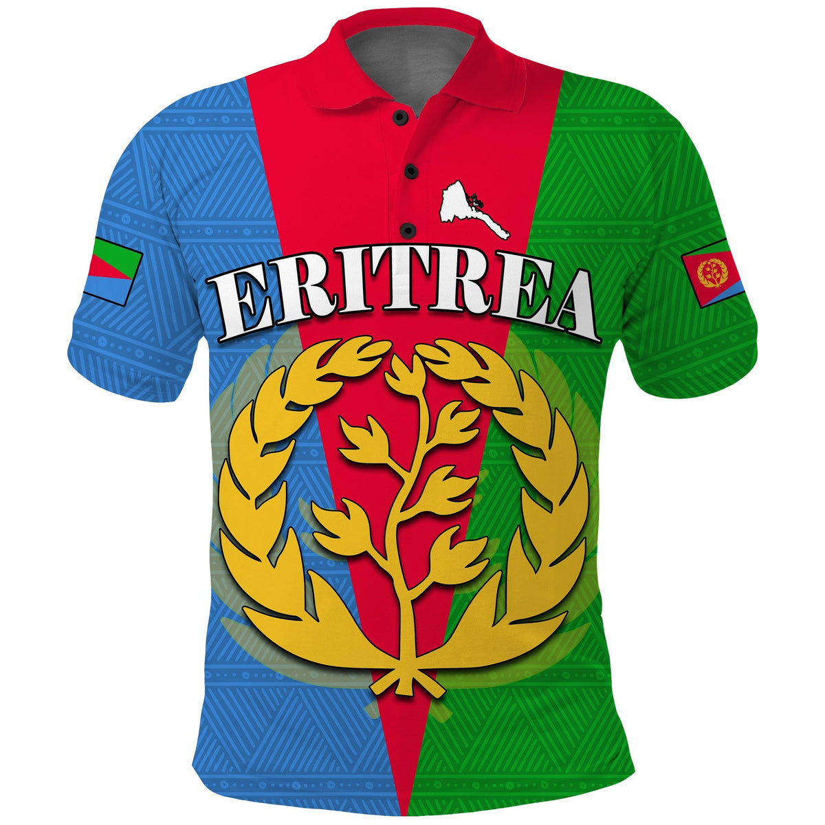 Eritrea Polo Shirt Eritrean Map Mix African Pattern Simple Style - Wonder Print Shop