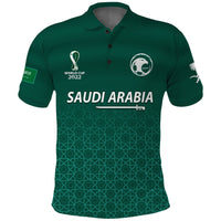 (Custom Text and Number) Saudi Arabia Football Polo Shirt KSA Swords Pattern Saudi Green Champions LT13 - Wonder Print Shop