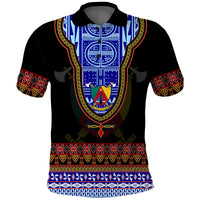 Cameroon Polo Shirt Atoghu Pattern Black Style - Wonder Print Shop