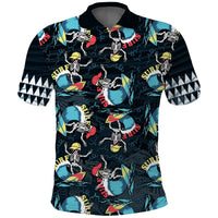 Hawaii Skeleton Surf Polo Shirt Halloween Hawaiian Tribal LT13 - Wonder Print Shop