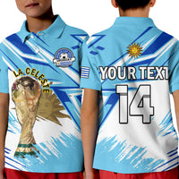 (Custom Text And Number) Uruguay Football Polo Shirt KID La Celeste WC 2022 Sporty Style - Wonder Print Shop