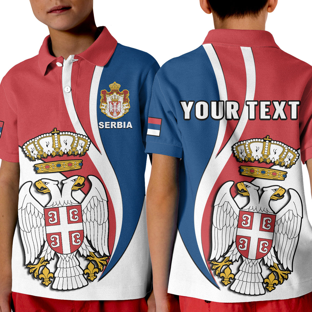 Custom Serbia Polo Shirt Happy Serbian Statehood Day With Coat Of Arms - Wonder Print Shop