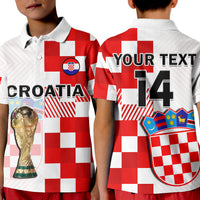 (Custom Text And Number) Croatia Football Polo Shirt KID Hrvatska Checkerboard Champions WC 2022 - Wonder Print Shop