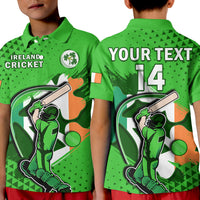 (Custom Text And Number) Ireland Cricket Polo Shirt KID Irish Flag Shamrock Sporty Style - Wonder Print Shop