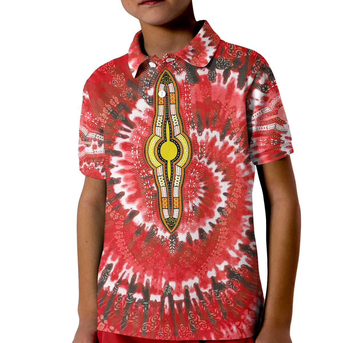 Custom African Polo Shirt Tie Dye Red Fashion LT13 - Wonder Print Shop
