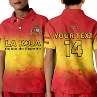 (Custom Text And Number) Spain Football Polo Shirt KID La Roja Football 2022 - Wonder Print Shop
