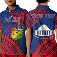 Custom F.A.S.T Samoa Polo Shirt KID Samoan Coat Of Arms Polynesian Pattern - Wonder Print Shop