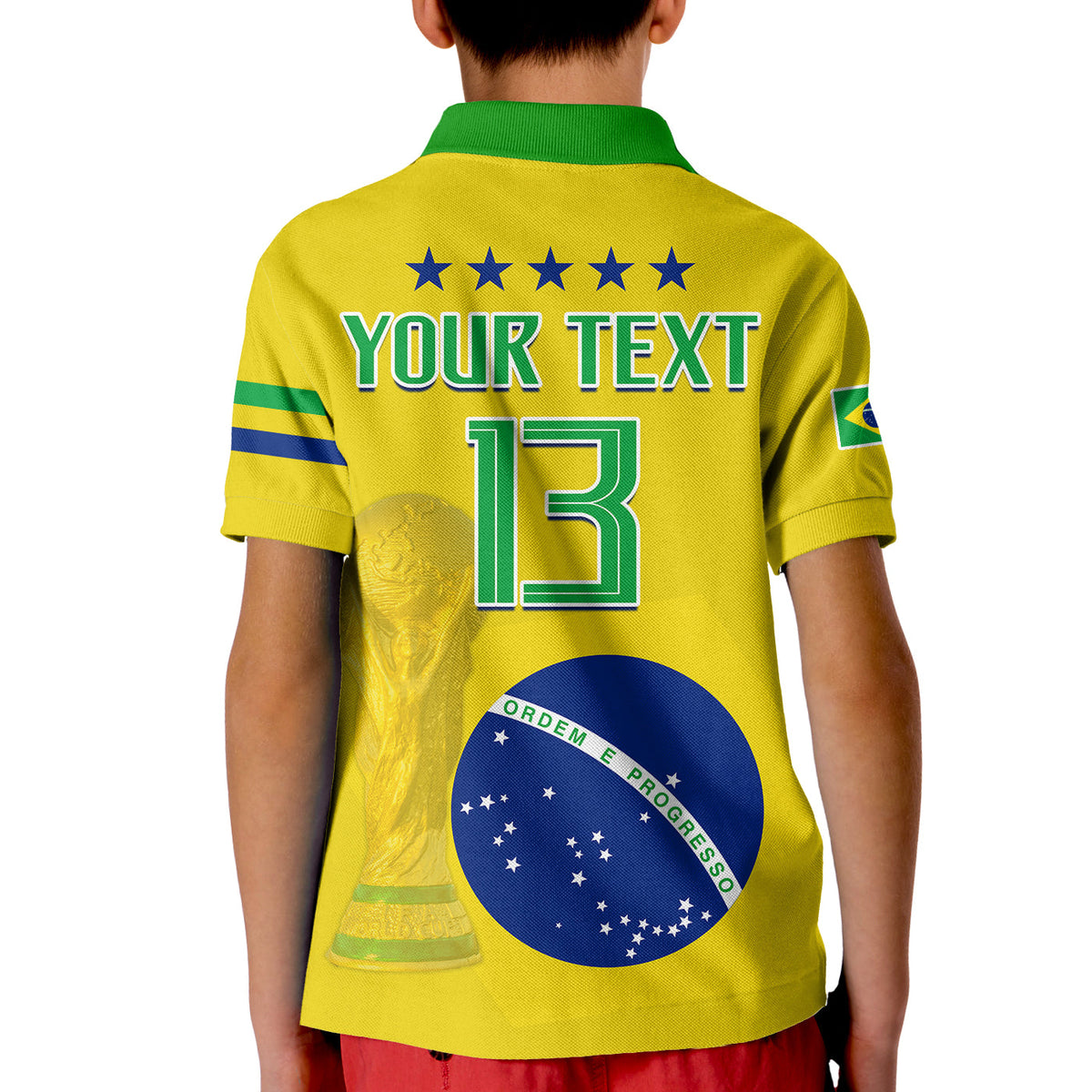 (Custom Text and Number) Brazil Football Polo Shirt Go Champions Selecao Campeao LT13 - Wonder Print Shop