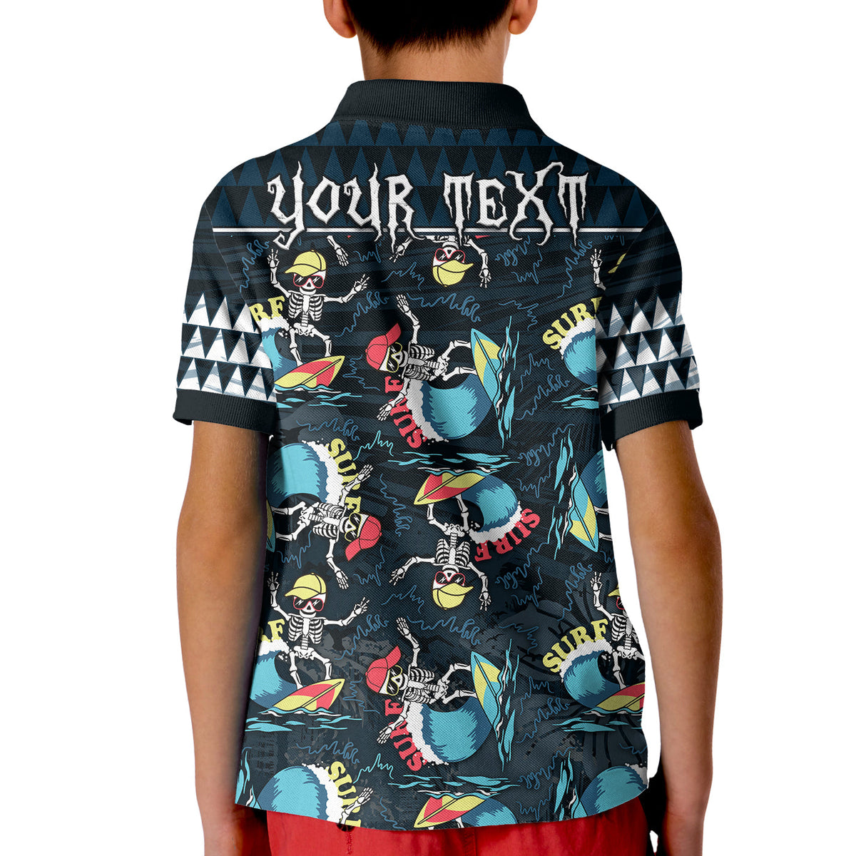Custom Hawaii Skeleton Surf Polo Shirt KID Halloween Hawaiian Tribal LT13 - Wonder Print Shop