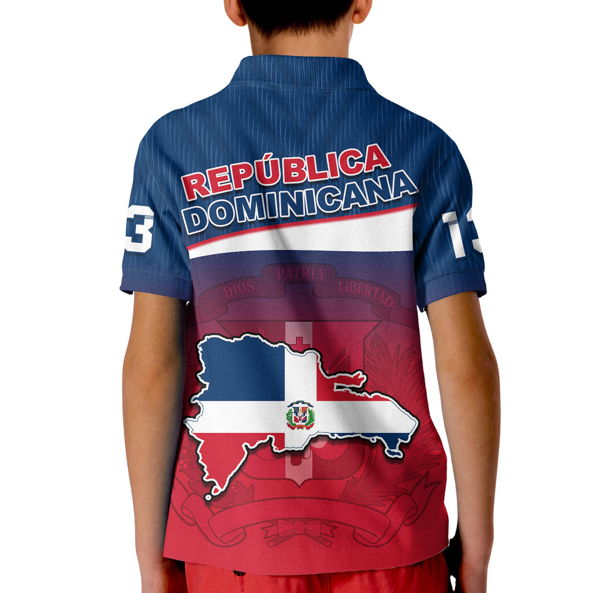 (Custom Text and Number) Dominican Republic Polo Shirt KID Dominicana Style Sporty LT13 - Wonder Print Shop