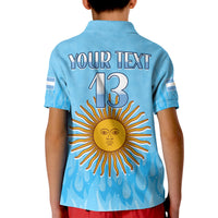 (Custom Text and Number) Argentina Football Polo Shirt Vamos Sky Champions World Cup Fire LT13 - Wonder Print Shop