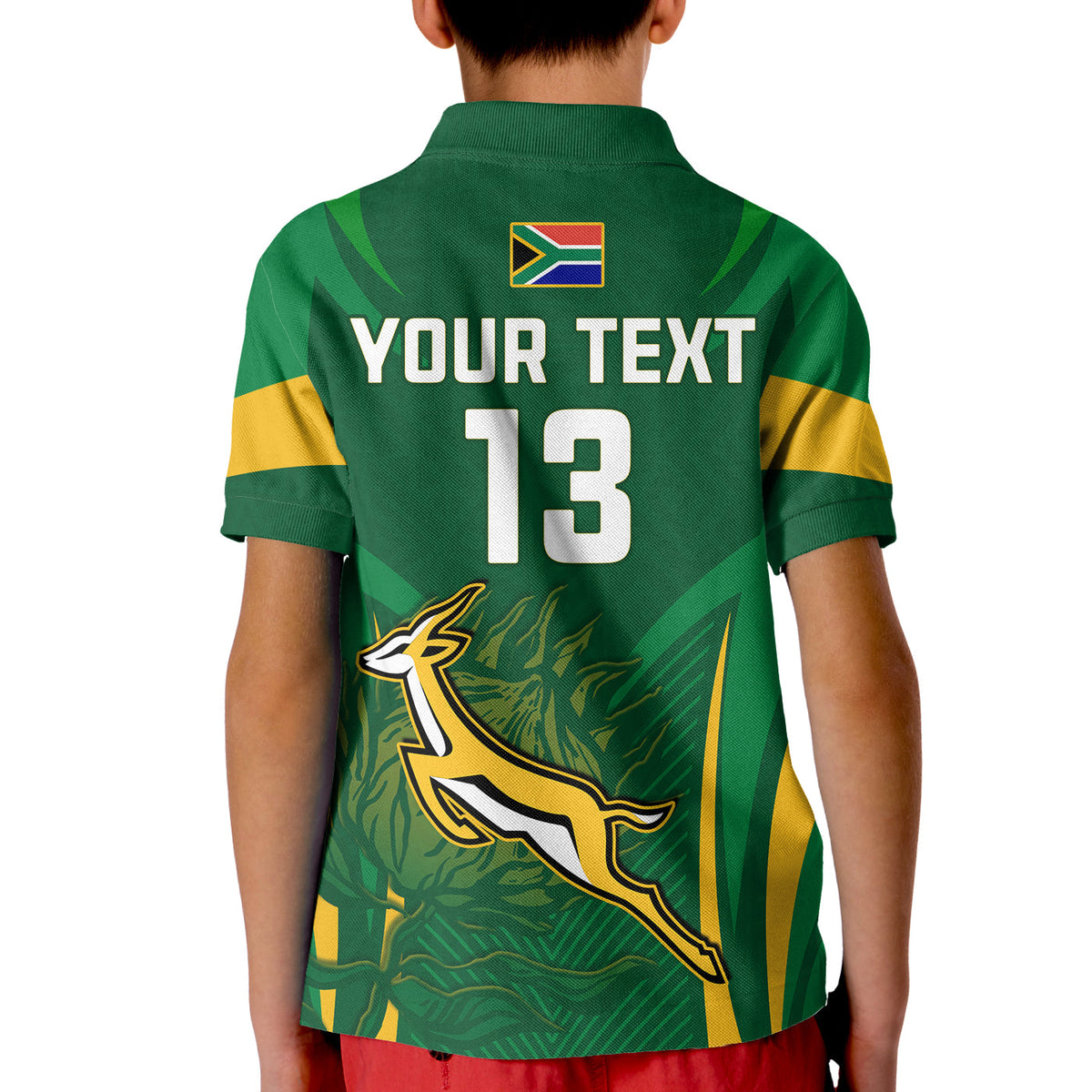 (Custom Text and Number) South Africa Rugby Polo Shirt Springboks Champion LT13 - Wonder Print Shop