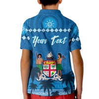Custom Bula Fiji Day Polo Shirt KID Fijian Tapa with Palm Tree 52nd Anniversary LT13 - Wonder Print Shop