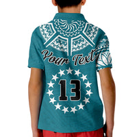 (Custom Text and Number) Cook Islands Tatau Polo Shirt KID Symbolize Passion Stars Version Blue LT13 - Wonder Print Shop